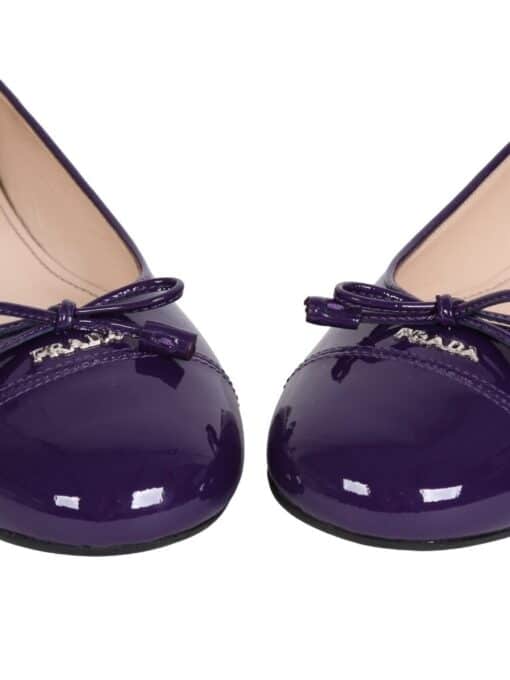 Prada Purple Patent Leather Bow Cap Toe Ballet Flats (Size 37) - Image 8