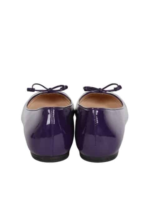 Prada Purple Patent Leather Bow Cap Toe Ballet Flats (Size 37) - Image 2