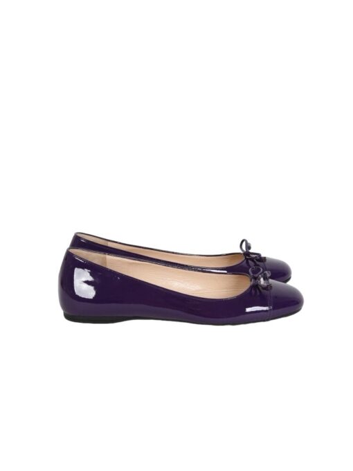 Prada Purple Patent Leather Bow Cap Toe Ballet Flats (Size 37) - Image 10