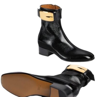 Gucci Retro G patent Leather Ankle Boots in Black (Size 37)