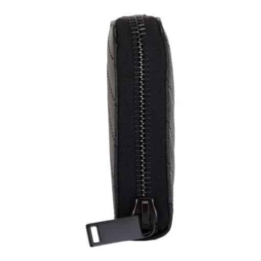 SAINT LAURENT Grain De Poudre Matelasse Chevron Monogram Zip Around Wallet in Black - Image 2