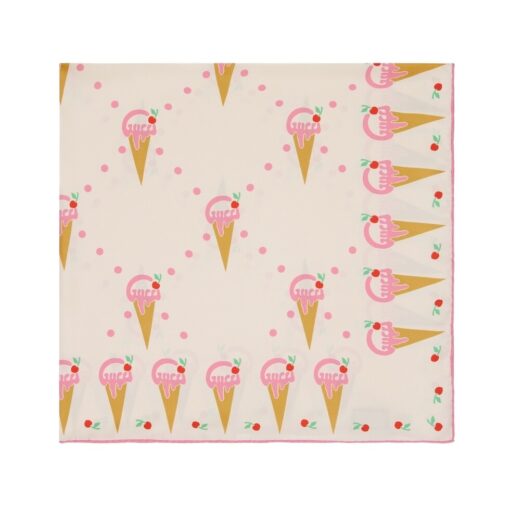GUCCI Ice Cream Print Silk Scarf - Image 5
