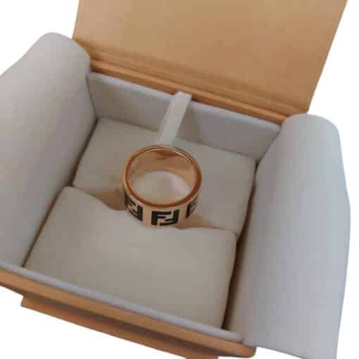Fendi Forever Fendi Ring Black / Gold Brass M (54mm) - Image 4