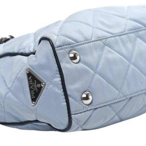 PRADA Quilted Shoulder Bag Nylon Light Blue. - Image 18