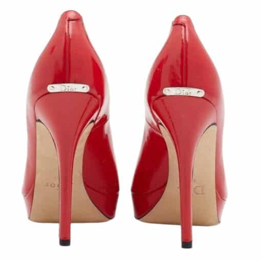 Dior Red Patent Leather Miss Dior Peep-Toe Pumps (Size 36.5) - Image 5
