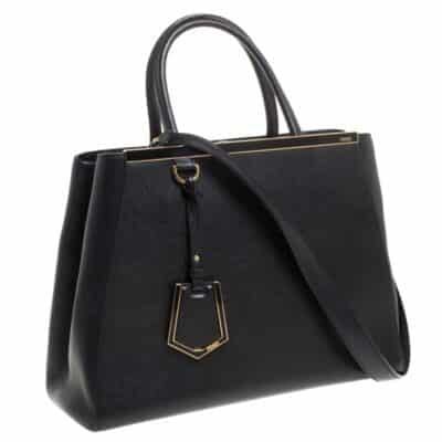 Fendi Black Leather Medium 2jours Tote Shoulder Bag