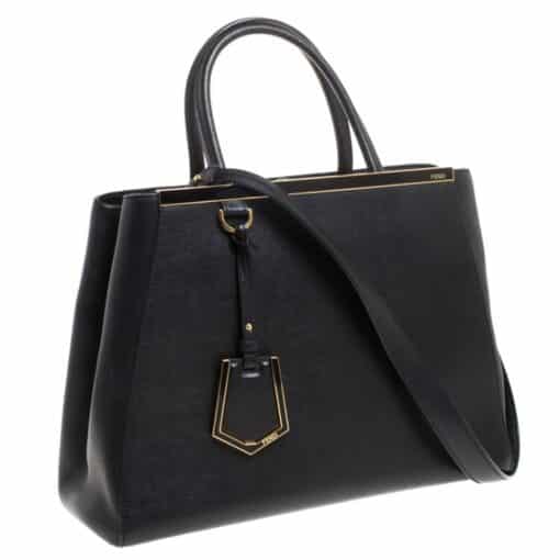 Fendi Black Leather Medium 2jours Tote Shoulder Bag