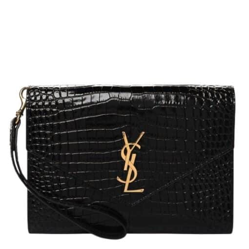 SAINT LAURENT Calfskin Monogram Cassandre Flap Pouch in Black - Image 2