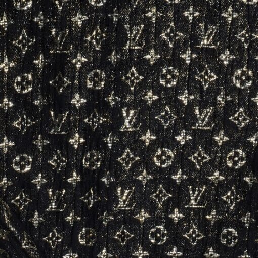 Louis Vuitton Silk Monogram So Glitter Shawl/Scarf In Black and Gold - Image 4