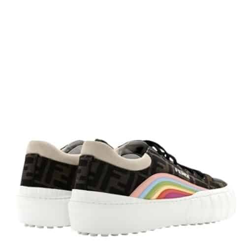 FENDI Jacquard FF Rainbow Ladies Fendi Force Low-Top Sneakers Tobacco Black White Multicolour (Size 39) - Image 7