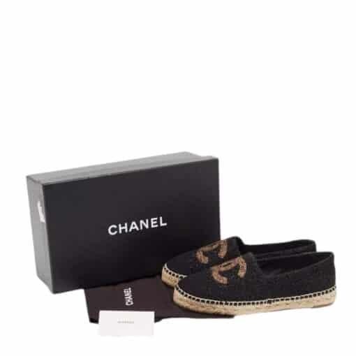 Chanel Black Tweed CC Cap Toe Espadrille Flats (Size 36) - Image 2
