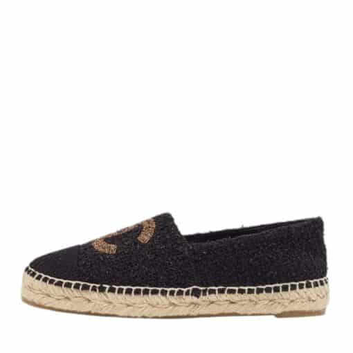 Chanel Black Tweed CC Cap Toe Espadrille Flats (Size 36) - Image 5