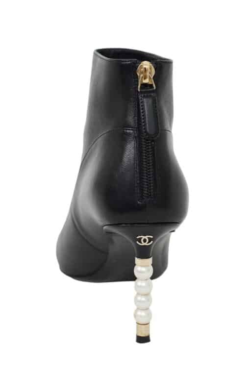 Chanel Black Leather Pearl CC Ankle Boots (Size 36) - Image 6