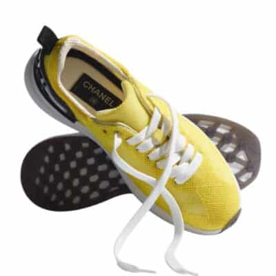 CHANEL Embroidery Mesh Yellow Low Top Sneakers (Size 36)