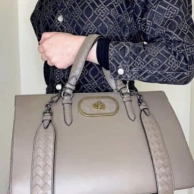 Bottega Veneta Ellittica Medium Tote Leather with Intrecciato Detail