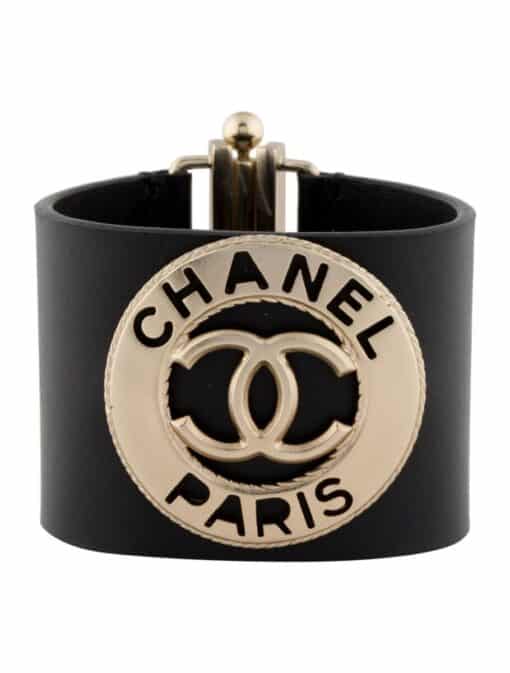 Chanel Leather CC Cuff Bracelet in dark Brown - Image 2