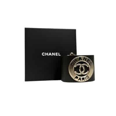 Chanel Leather CC Cuff Bracelet in dark Brown