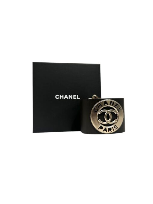 Chanel Leather CC Cuff Bracelet in dark Brown