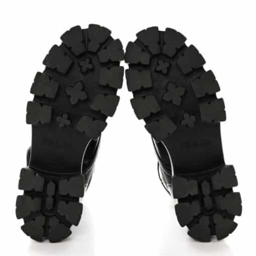 PRADA Spazzolato Rois Nylon Metal Triangle Logo Monolith Pouch Pocket 55mm Boots in Black (Size 39) - Image 11