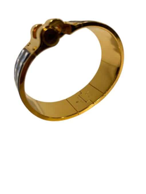 Hermes Charniere M Hinged Colliers De Chiens Gold Blue Enamel Bracelet - Image 7