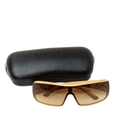 Chanel Beige/Brown Gradient Shield Ladies Sunglasses.