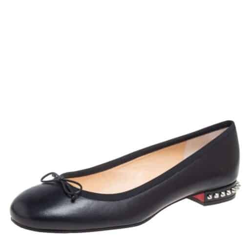 Christian Louboutin Black Leather La Massine Spiked Ballet Pumps (Size 40.5) - Image 3