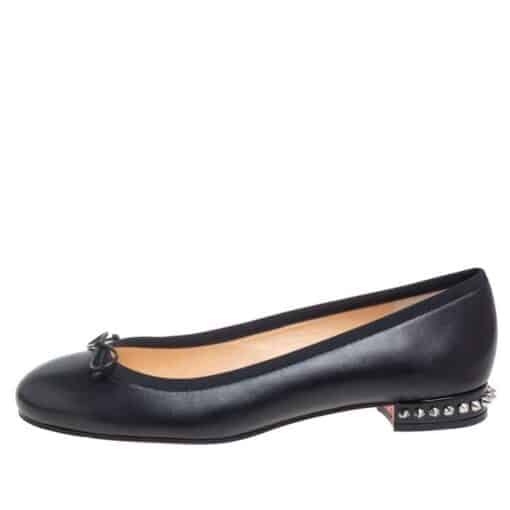 Christian Louboutin Black Leather La Massine Spiked Ballet Pumps (Size 40.5) - Image 2