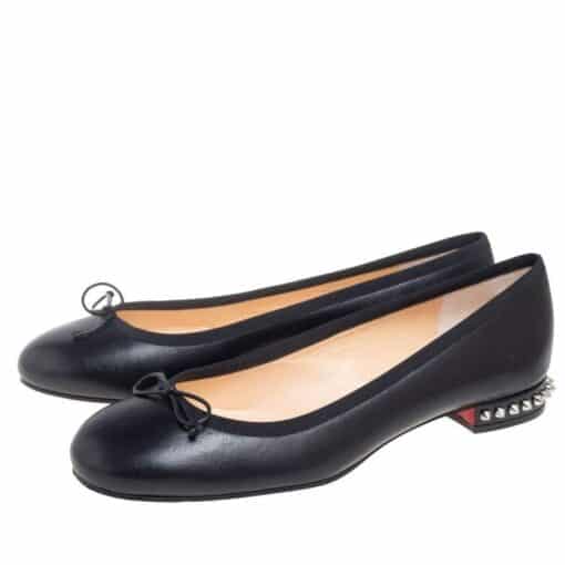 Christian Louboutin Black Leather La Massine Spiked Ballet Pumps (Size 40.5) - Image 5