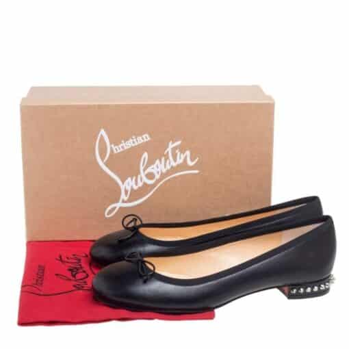 Christian Louboutin Black Leather La Massine Spiked Ballet Pumps (Size 40.5)