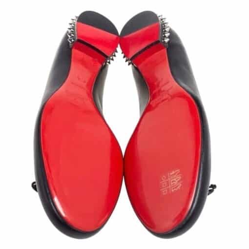 Christian Louboutin Black Leather La Massine Spiked Ballet Pumps (Size 40.5) - Image 6
