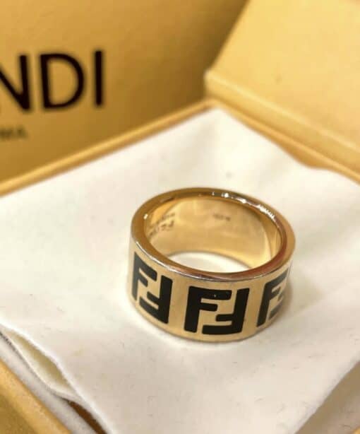 Fendi Forever Fendi Ring Black / Gold Brass M (54mm)