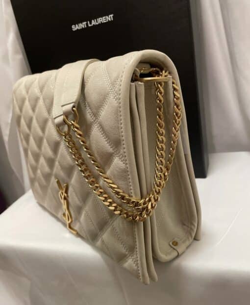 SAINT LAURENT Lambskin Quilted leather Becky Chain Bag Crema Soft. - Image 20