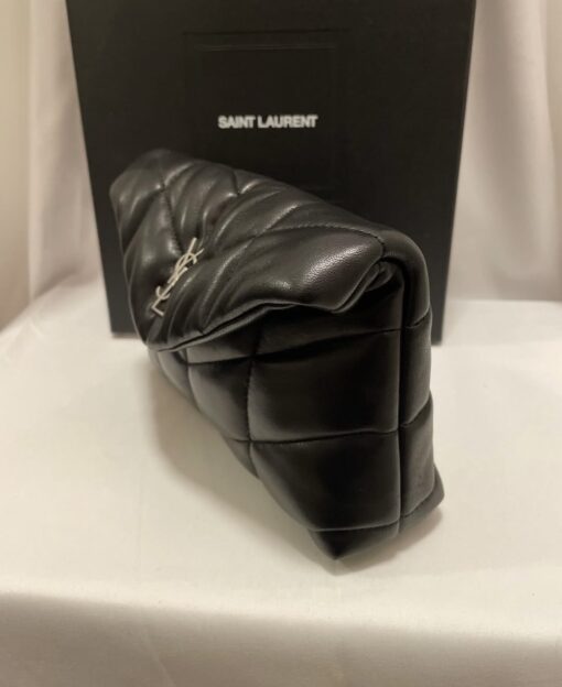 SAINT LAURENT Lambskin Monogram Loulou Puffer Pouch Clutch in Black - Image 15
