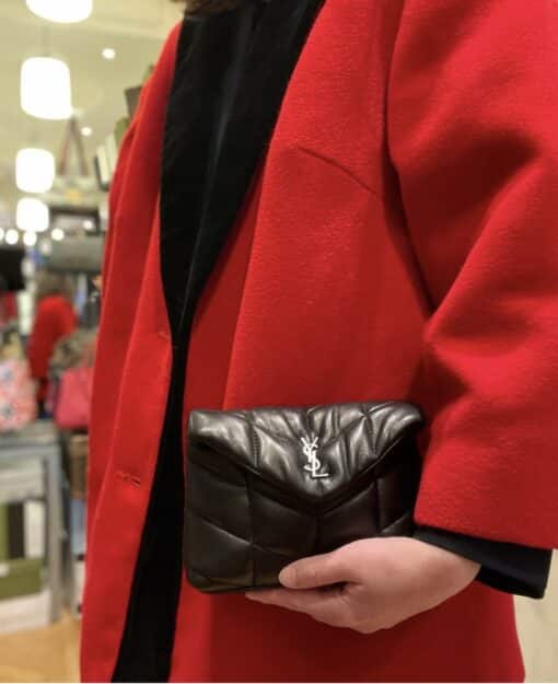 SAINT LAURENT Lambskin Monogram Loulou Puffer Pouch Clutch in Black - Image 16