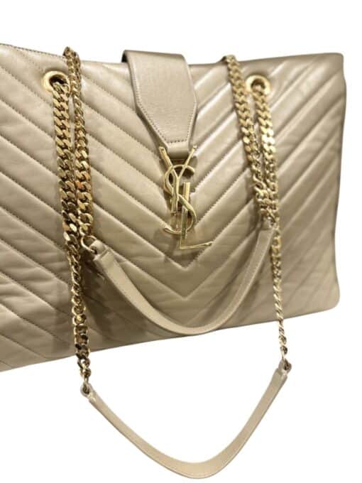 SAINT LAURENT Lambskin Matelasse Chevron Tote Bag - Image 3