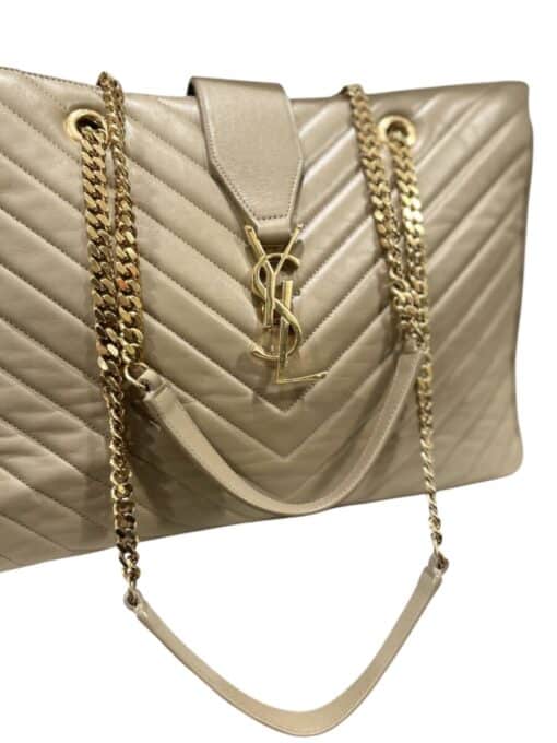 SAINT LAURENT Lambskin Matelasse Chevron Tote Bag - Image 8