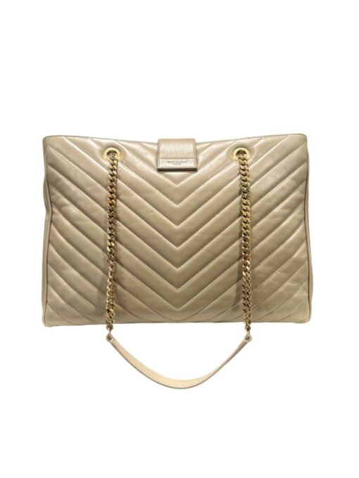 SAINT LAURENT Lambskin Matelasse Chevron Tote Bag - Image 6