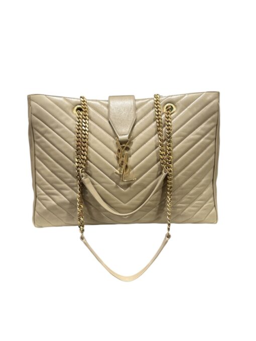 SAINT LAURENT Lambskin Matelasse Chevron Tote Bag - Image 7