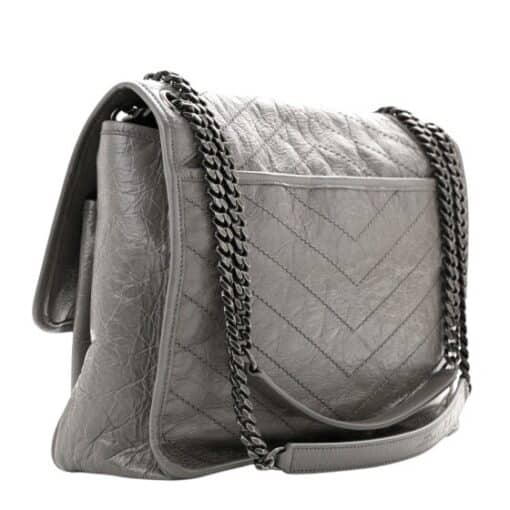 SAINT LAURENT Calfskin Matelasse Monogram Large Niki Chain Satchel in Gray Shoulder/ Crossbody Bag - Image 9