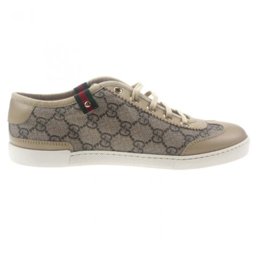 Gucci Beige GG Canvas and Leather Low-Top Sneakers (Size 37) - Image 5
