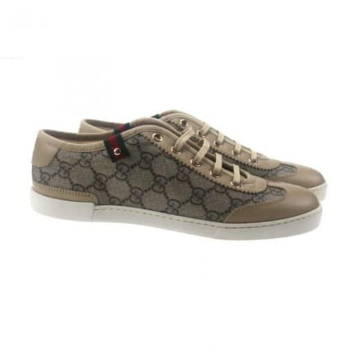 Gucci Beige GG Canvas and Leather Low-Top Sneakers (Size 37) - Image 6