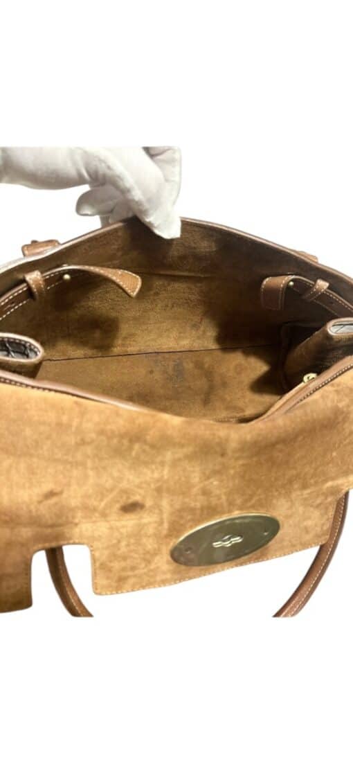 Mulberry Brown Croc Embossed Leather East West Bayswater Satchel - Image 6