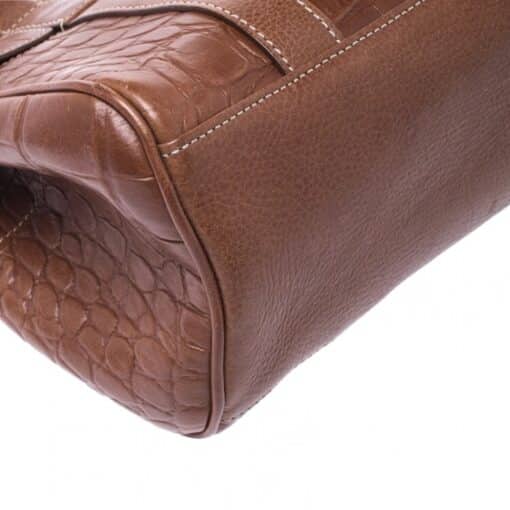 Mulberry Brown Croc Embossed Leather East West Bayswater Satchel - Image 5