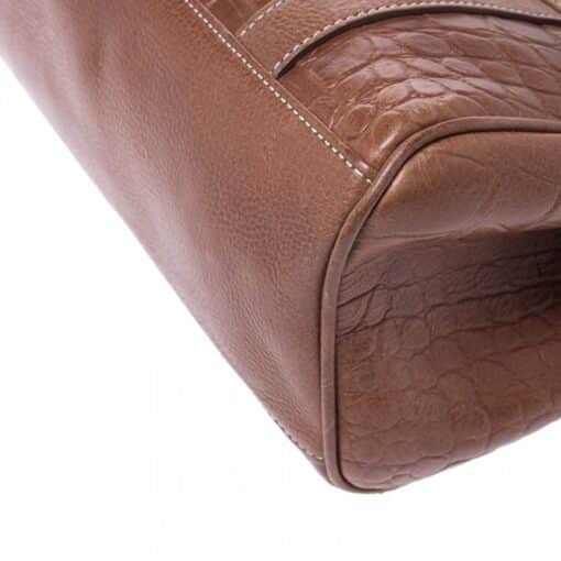 Mulberry Brown Croc Embossed Leather East West Bayswater Satchel - Image 4