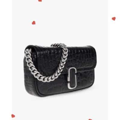 Marc Jacobs The Croc Embossed J 3 ways Shoulder /Crossbody Bag in Black