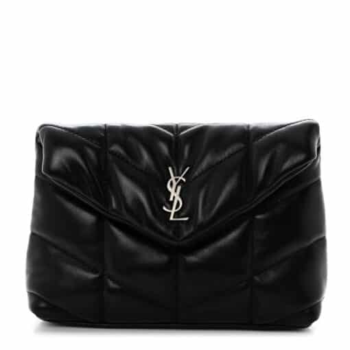SAINT LAURENT Lambskin Monogram Loulou Puffer Pouch Clutch in Black - Image 7