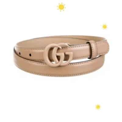 GUCCI Azalea Calfskin Enamel Monochrome Double G 20mm Belt 100 40 Camelia