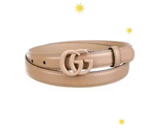 GUCCI Azalea Calfskin Enamel Monochrome Double G 20mm Belt 100 40 Camelia