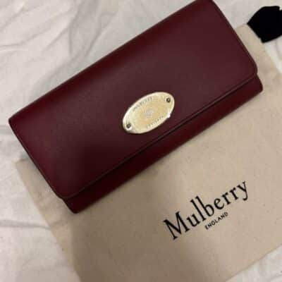Mulberry Continental Plaque Antique Ruby Wallet