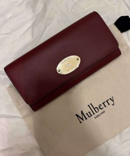 Mulberry Continental Plaque Antique Ruby Wallet